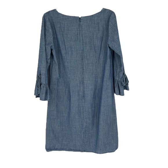 J Crew Chambray Ruffle 3/4 sleeve Dress size 4 - Picture 2 of 9